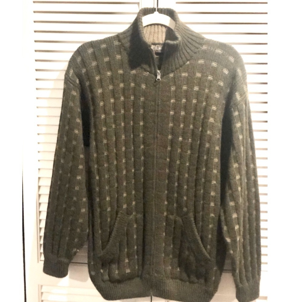 Alpaca Fina Full Zip Sweater Olive Green